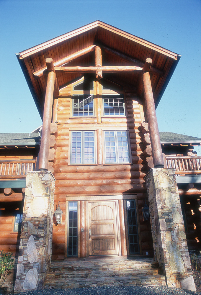 Round Log and stone entry