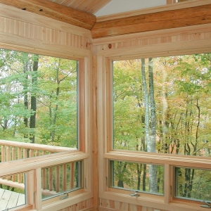 Custom Round Log home built by Mountain Construction near Jefferson, NC