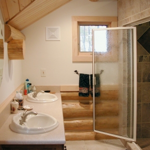 mountain construction creates elegant bathroom design in Ashe County, NC