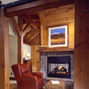 A Hearthstone Log Home with Heavy Timber Accents