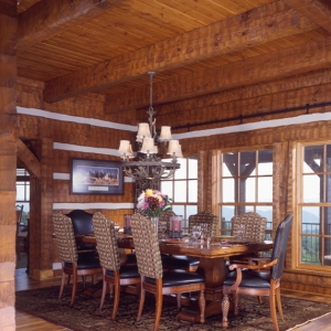 A Hearthstone Log Home with Heavy Timber Accents