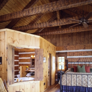 A Hearthstone Log Home with Heavy Timber Accents