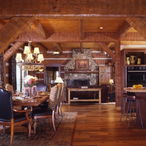 A Hearthstone Log Home with Heavy Timber Accents
