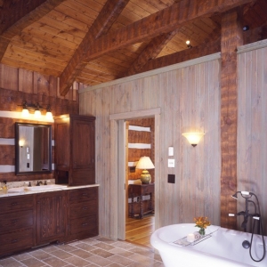 A Hearthstone Log Home with Heavy Timber Accents