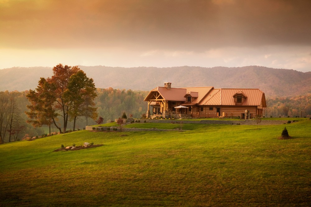 Log cabin complements the landscape