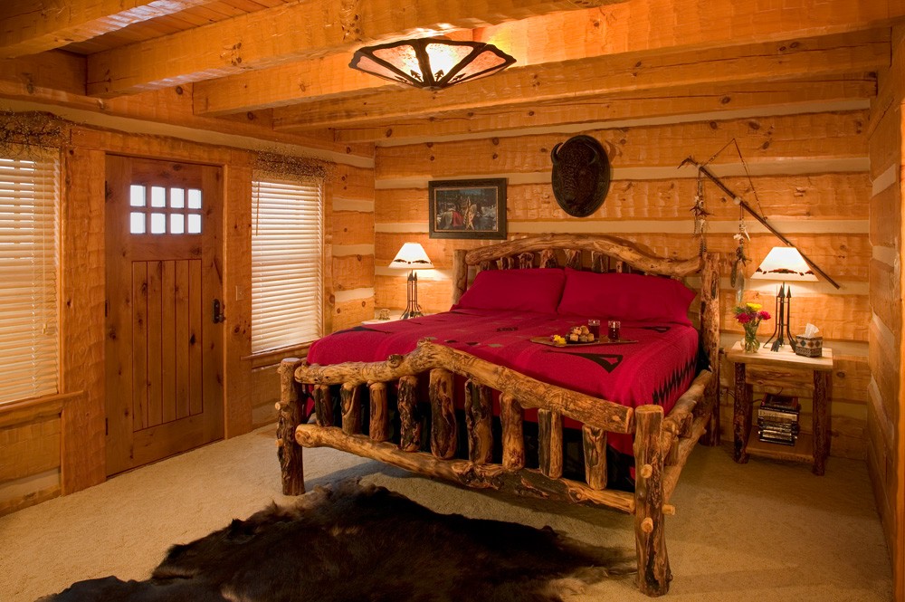 Log Home Master Bedroom