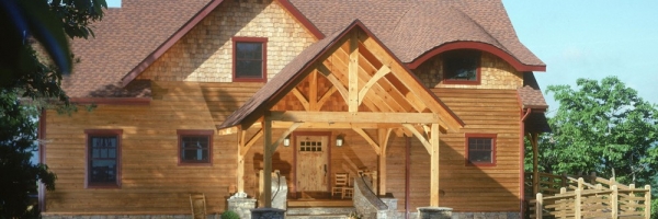 This hybrid Timber Frame Home in Black Mountain, NC blends into it's Black Mountain surroundings