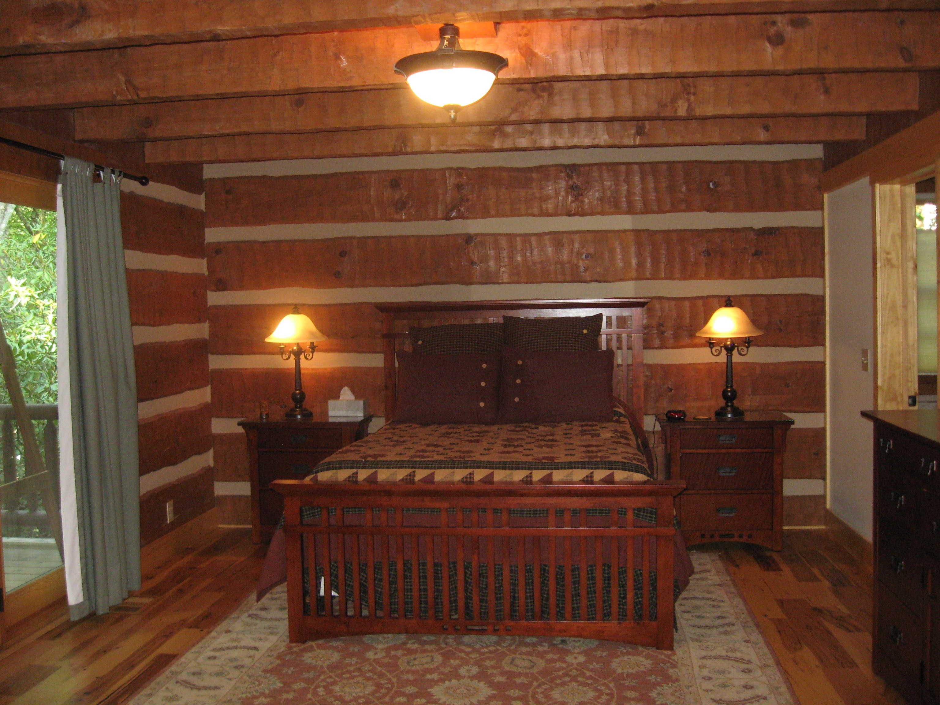 log home bedroom
