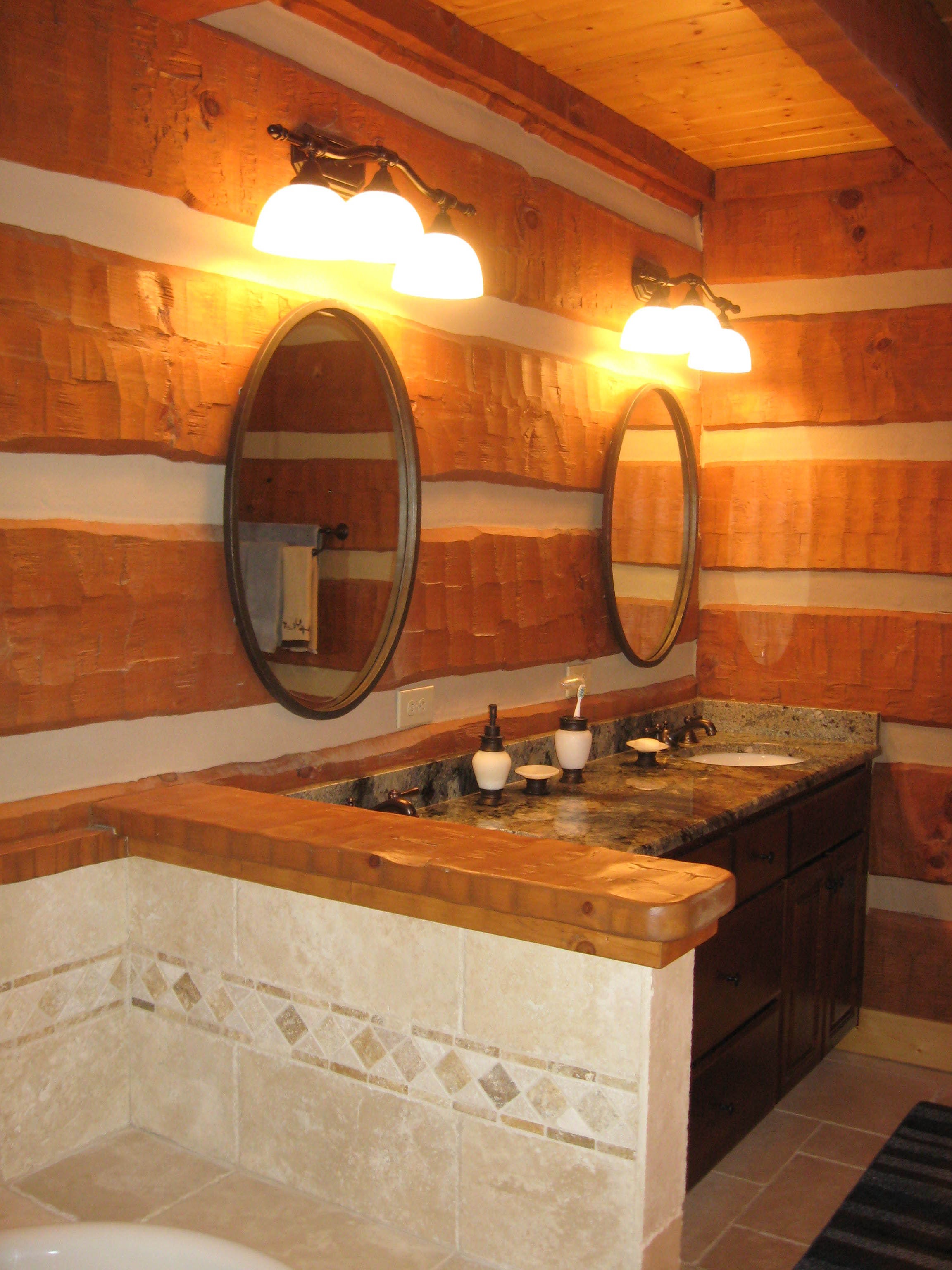 log home bathroom