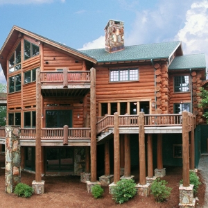 Custom home with massive round logs