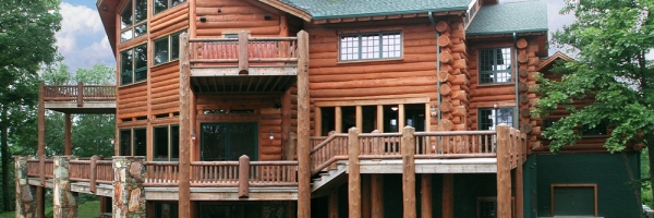 Custom home with massive round logs