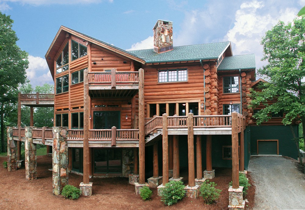 Custom home with massive round logs