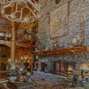 Natural elements used in unique custom lodge