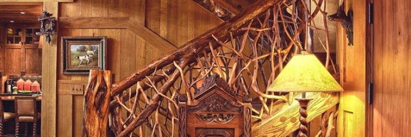 Handcrafted twig railing and natural edge steps
