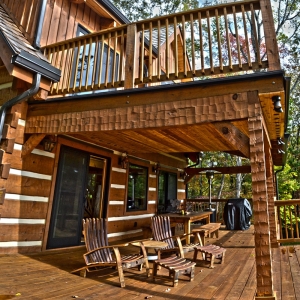 Mountain Construction builds a Hearthstone Timberwright Log Home adjoining the Pisgah Forest