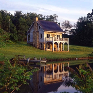 live edge log cabin