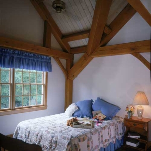 bedroom with vaulted ceiling