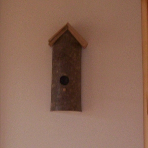 whimsical decorative birdhouse in timber frame/sip/log hybrid home, valle crucis, nc