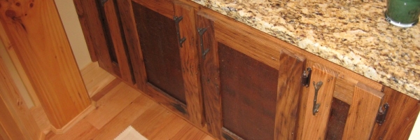 creative design details in vanity cabinet provide rustic accent in Boone NC