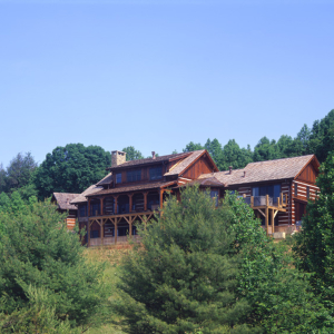 Log timber frame estate home