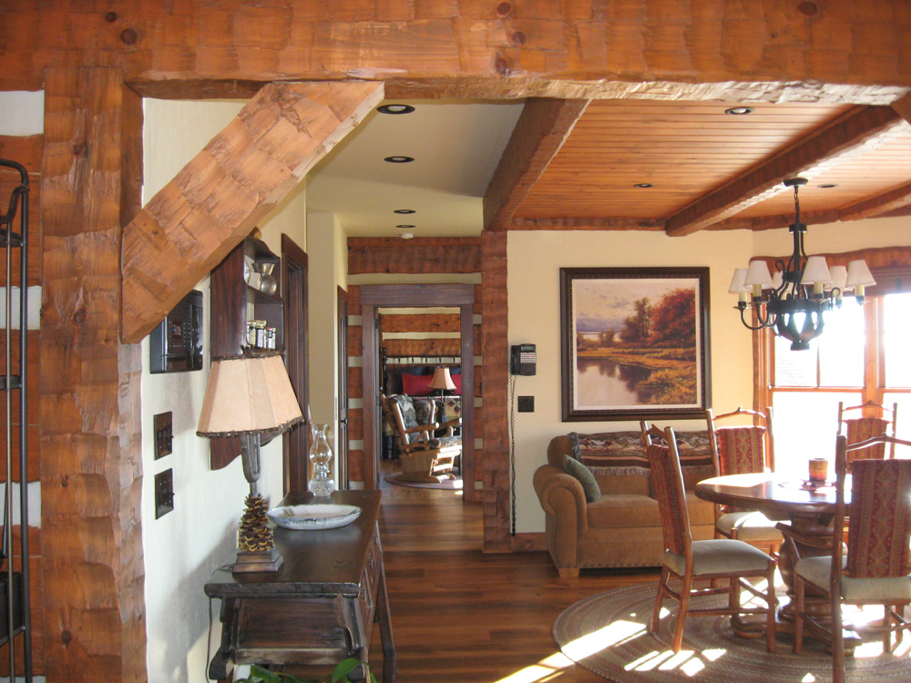 log and timber dining room