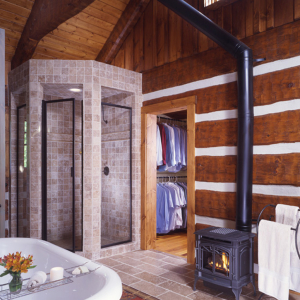 Bathroom Log Timber Frame Hybrid Lodge NC