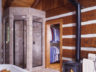 Bathroom Log Timber Frame Hybrid Lodge NC