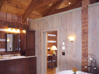 Bathroom in Timber Frame Log hybrid estate lodge