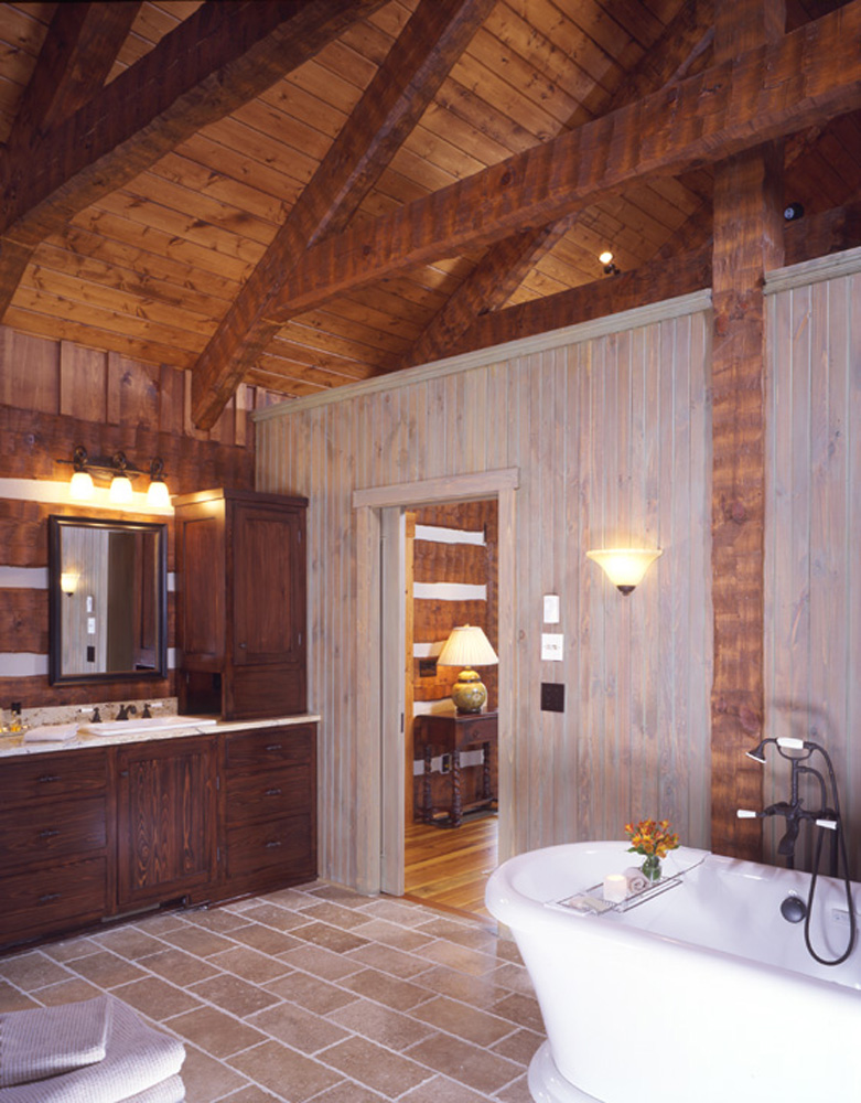 log cabin bathroom