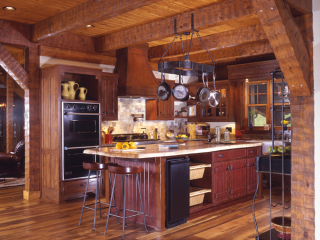 Kitchen Log Timber Frame Estate Home