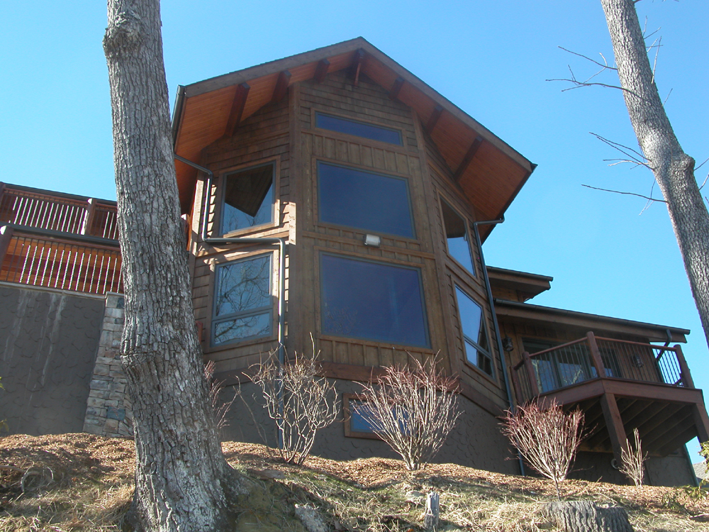 rear view timber frame home